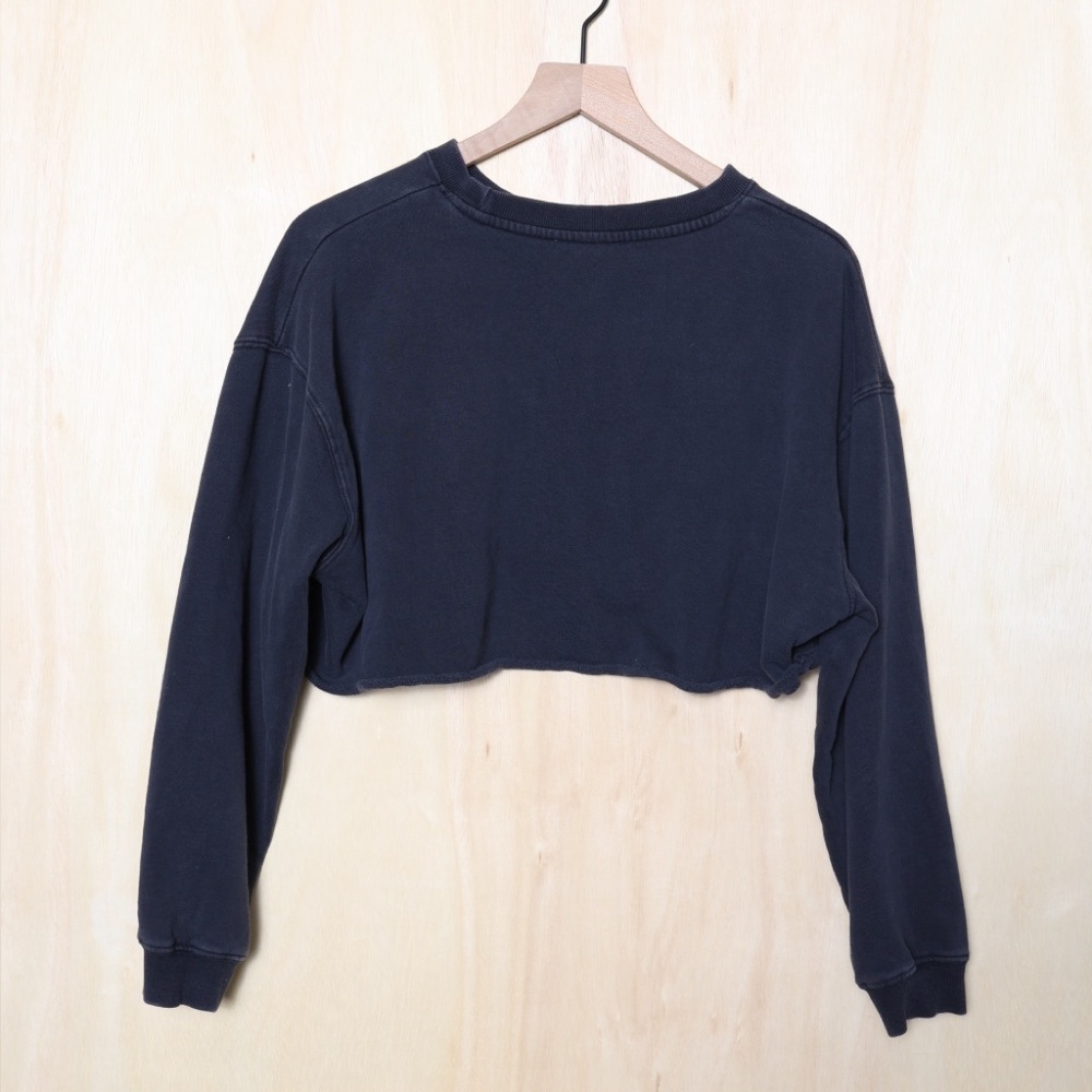Vitality Cropped Logo Pullover Sweater Activewear Washed Black Size XS - Picture 3 of 4